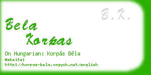 bela korpas business card