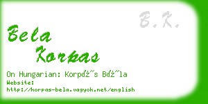 bela korpas business card